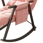 Fauteuil à bascule moderne classique recouvert de tissu avec poche de rangement