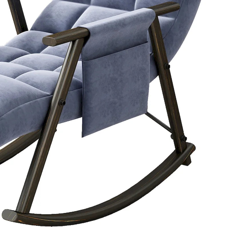 Fauteuil à bascule moderne classique recouvert de tissu avec poche de rangement