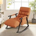 Fauteuil à bascule moderne classique recouvert de tissu avec poche de rangement