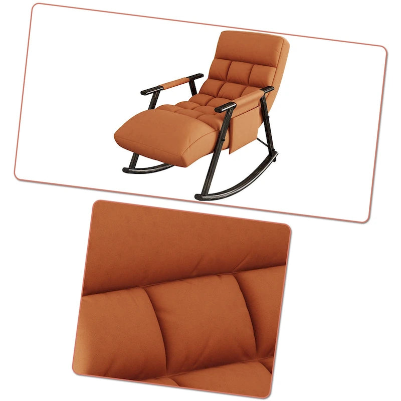 Fauteuil à bascule moderne classique recouvert de tissu avec poche de rangement