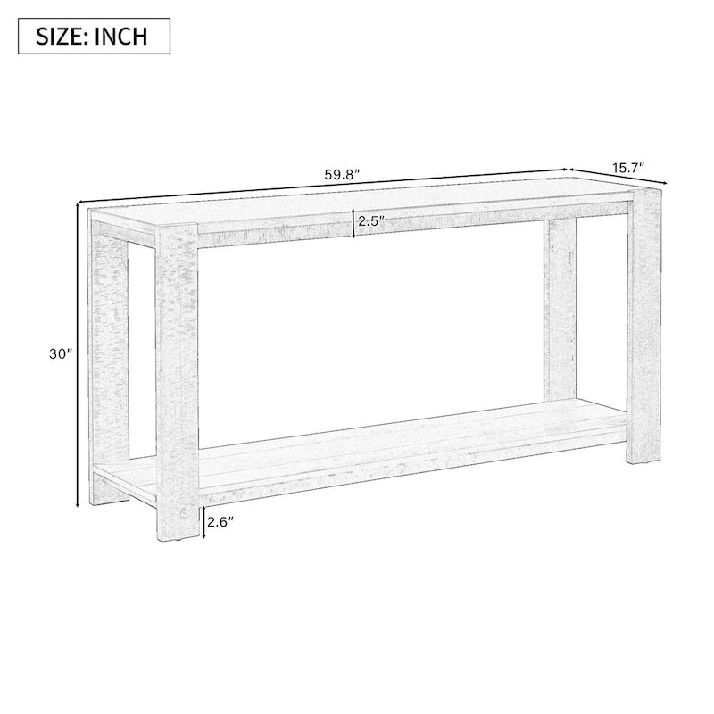 Caractéristiques distinctives d'une console minimaliste avec étagère inférieure et quatre pieds, idéale pour une entrée ou un couloir.