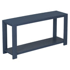 Caractéristiques distinctives d'une console minimaliste avec étagère inférieure et quatre pieds, idéale pour une entrée ou un couloir.