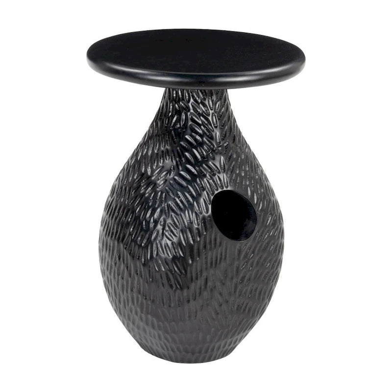 Table d'appoint ronde sur piédestal en bois massif noir HomeRoots 20 - 38,1 cm x 51 cm x 38 cm