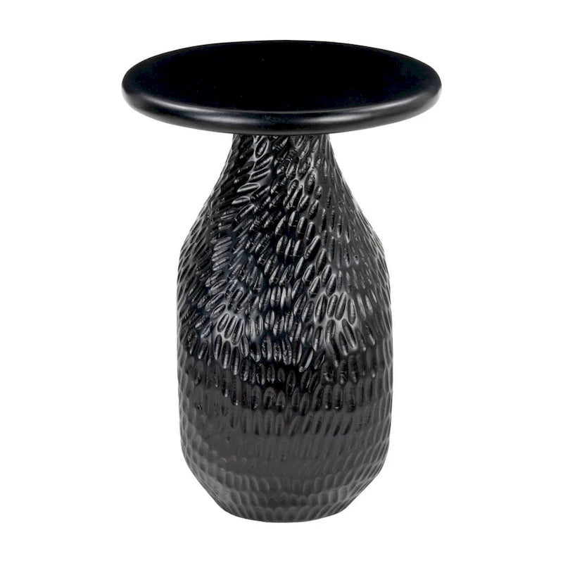 Table d'appoint ronde sur piédestal en bois massif noir HomeRoots 20 - 38,1 cm x 51 cm x 38 cm
