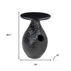 Table d'appoint ronde sur piédestal en bois massif noir HomeRoots 20 - 38,1 cm x 51 cm x 38 cm