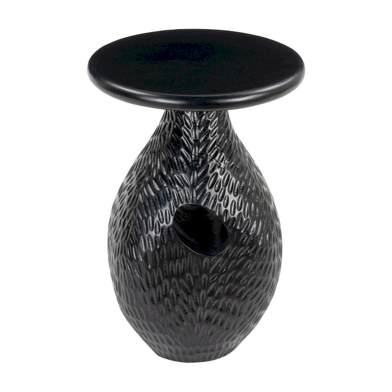 Table d'appoint ronde sur piédestal en bois massif noir HomeRoots 20 - 38,1 cm x 51 cm x 38 cm