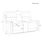 Canapé deux places inclinable électrique zéro gravité en cuir de 71,5 pouces avec appui-tête électrique et ports USB et USB-C