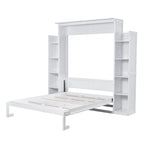 Lit escamotable Nordic Creative Queen Size avec étagères et éclairage LED, idéal pour enfants, adolescents et adultes. Gain de place, montage facile.