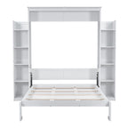 Lit escamotable Nordic Creative Queen Size avec étagères et éclairage LED, idéal pour enfants, adolescents et adultes. Gain de place, montage facile.