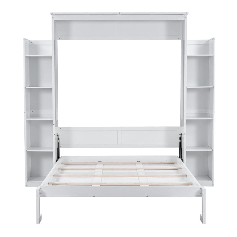Lit escamotable Nordic Creative Queen Size avec étagères et éclairage LED, idéal pour enfants, adolescents et adultes. Gain de place, montage facile.