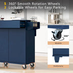 Îlot de cuisine roulant de 53 pouces avec abattant, étagère à épices et étagères réglables