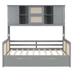 Lit de jour moderne en bois, format standard, avec plateforme de rangement, armoire intégrée, 2 tiroirs et étagère.