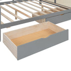 Lit de jour moderne en bois, format standard, avec plateforme de rangement, armoire intégrée, 2 tiroirs et étagère.