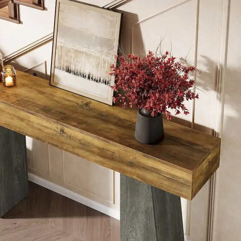 Table console d'entrée de style campagnard, 160 cm de long, en bois, pour canapé/bac B