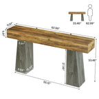Table console d'entrée de style campagnard, 160 cm de long, en bois, pour canapé/bac B