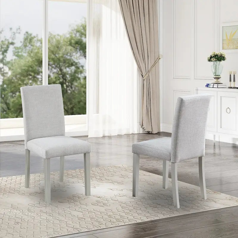 Ensemble de 2 chaises de salle à manger, chaises modernes pour cuisine et salle à manger, assise rembourrée en lin et pieds en bois d'hévéa