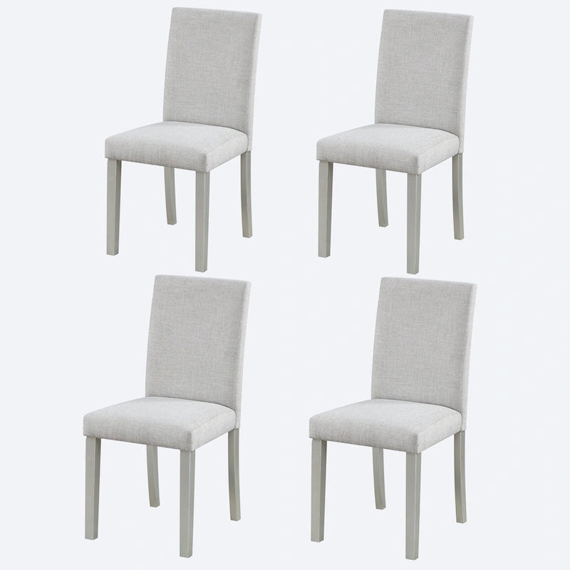 Ensemble de 2 chaises de salle à manger, chaises modernes pour cuisine et salle à manger, assise rembourrée en lin et pieds en bois d'hévéa