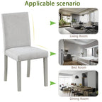 Ensemble de 2 chaises de salle à manger, chaises modernes pour cuisine et salle à manger, assise rembourrée en lin et pieds en bois d'hévéa