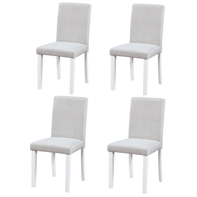 Ensemble de 2 chaises de salle à manger, chaises modernes pour cuisine et salle à manger, assise rembourrée en lin et pieds en bois d'hévéa