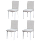 Ensemble de 2 chaises de salle à manger, chaises modernes pour cuisine et salle à manger, assise rembourrée en lin et pieds en bois d'hévéa
