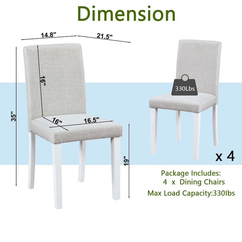 Ensemble de 2 chaises de salle à manger, chaises modernes pour cuisine et salle à manger, assise rembourrée en lin et pieds en bois d'hévéa