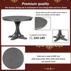 Ensemble de table et chaises de salle à manger rondes rétro 5 pièces, style ferme, avec pieds de table incurvés.