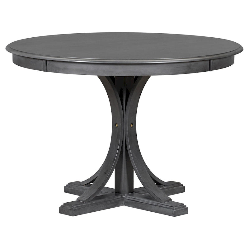Ensemble de table et chaises de salle à manger rondes rétro 5 pièces, style ferme, avec pieds de table incurvés.