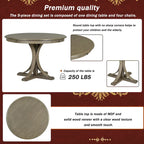 Ensemble de table et chaises de salle à manger rondes rétro 5 pièces, style ferme, avec pieds de table incurvés.