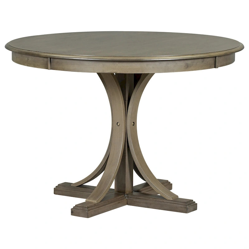 Ensemble de table et chaises de salle à manger rondes rétro 5 pièces, style ferme, avec pieds de table incurvés.