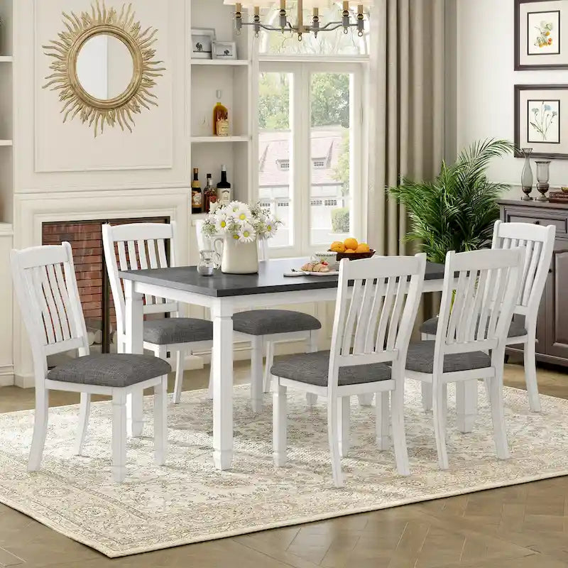 Ensembles de salle à manger rustiques 7 pièces (table et chaises) - Ensembles simples avec pieds profilés pour espaces ouverts