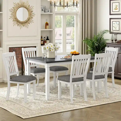 Ensembles de salle à manger rustiques 7 pièces (table et chaises) - Ensembles simples avec pieds profilés pour espaces ouverts