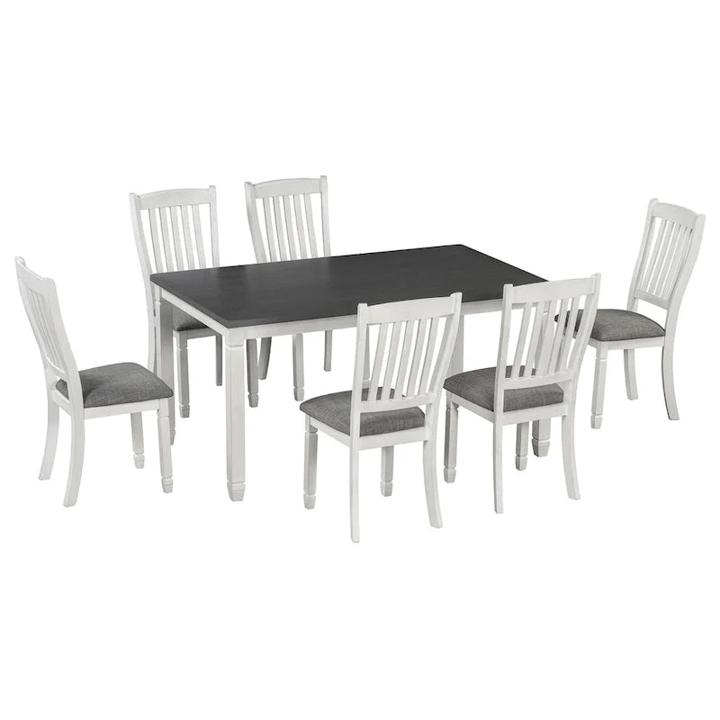 Ensembles de salle à manger rustiques 7 pièces (table et chaises) - Ensembles simples avec pieds profilés pour espaces ouverts