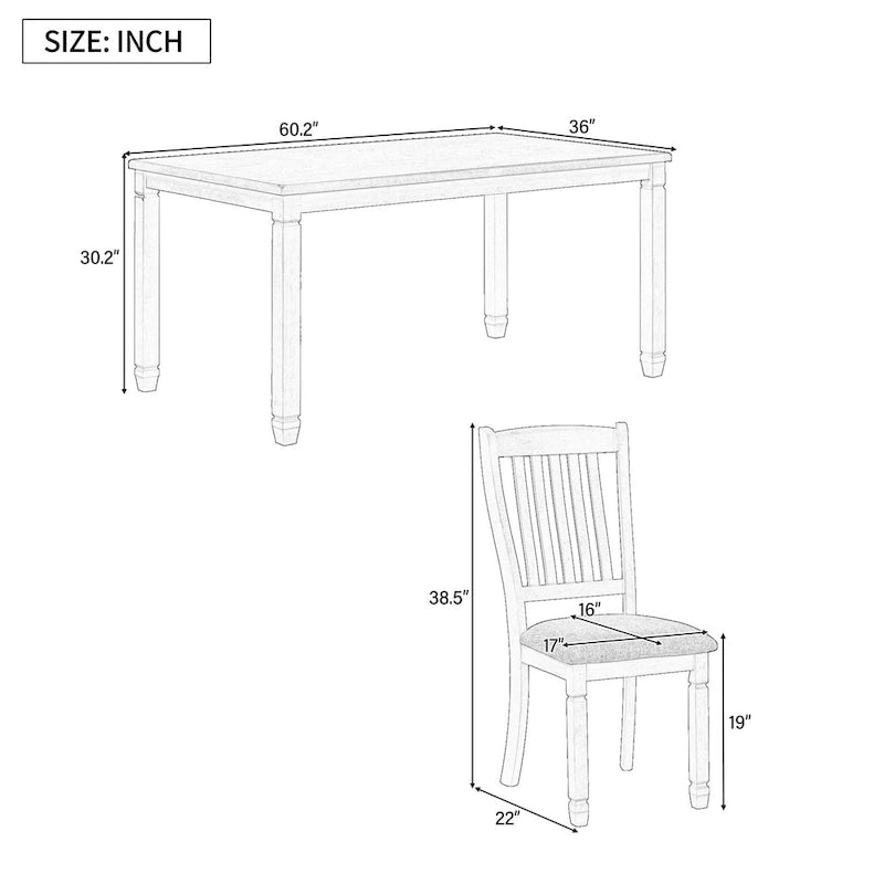 Ensembles de salle à manger rustiques 7 pièces (table et chaises) - Ensembles simples avec pieds profilés pour espaces ouverts