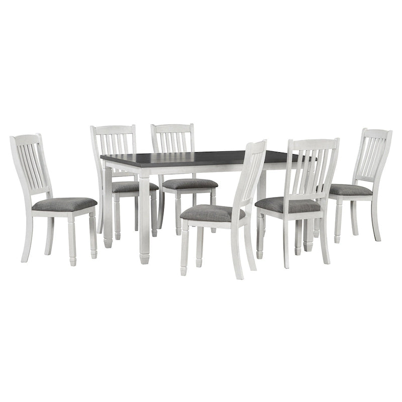 Ensembles de salle à manger rustiques 7 pièces (table et chaises) - Ensembles simples avec pieds profilés pour espaces ouverts