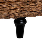 Table basse ronde en jonc de mer tressé à la main Riau avec pieds en bois - Osier naturel pour salon ou chambre