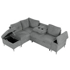 Canapé d'angle inclinable électrique, canapé sectionnel avec porte-gobelets, ports USB et prise électrique pour salon