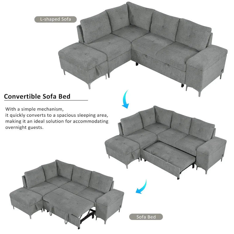 Canapé d'angle inclinable électrique, canapé sectionnel avec porte-gobelets, ports USB et prise électrique pour salon