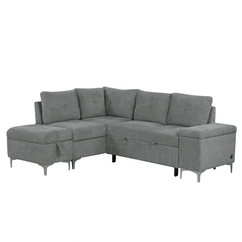 Canapé d'angle inclinable électrique, canapé sectionnel avec porte-gobelets, ports USB et prise électrique pour salon