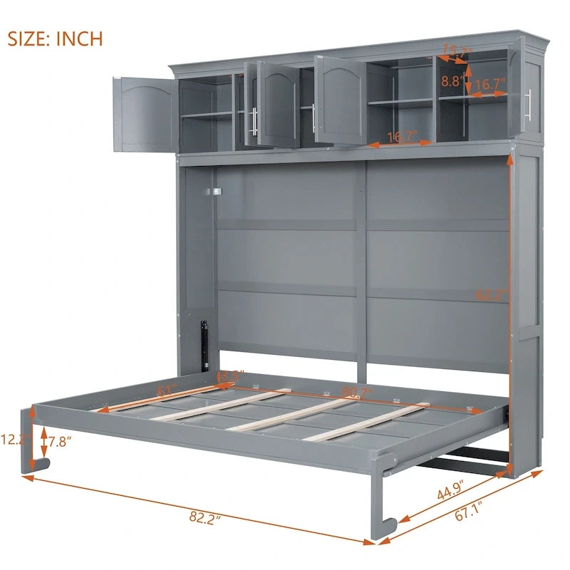 Lit escamotable Queen Size avec rangements supérieurs