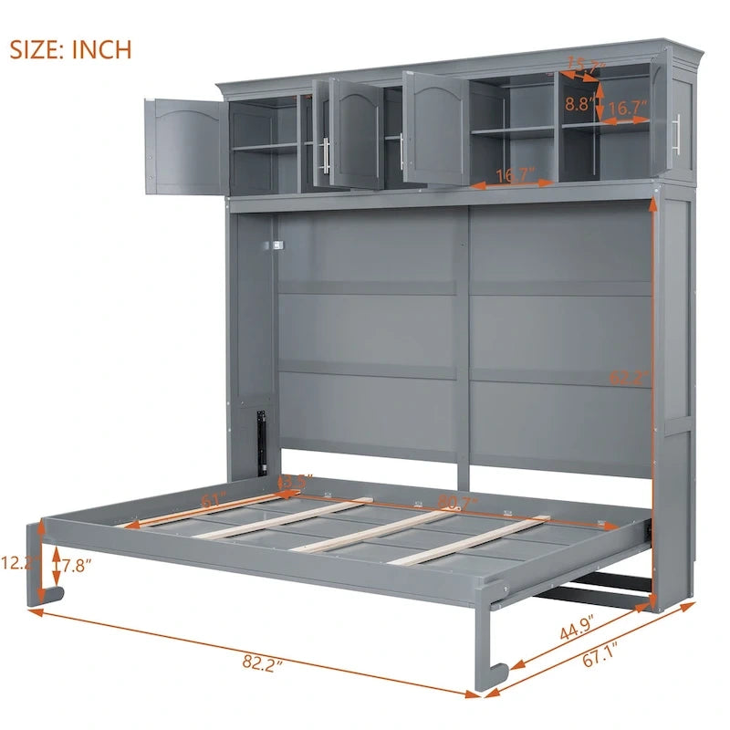 Lit escamotable Queen Size avec rangements supérieurs