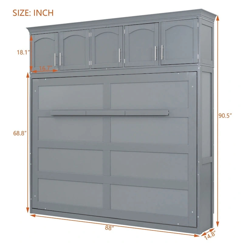 Lit escamotable Queen Size avec rangements supérieurs