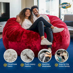 Pouf géant Ultimate Sack de 1,80 m, fauteuil d'intérieur confortable et surdimensionné, en daim bleu.