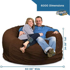 Pouf géant Ultimate Sack de 1,80 m, fauteuil d'intérieur confortable et surdimensionné, en daim bleu.
