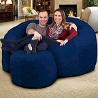 Pouf géant Ultimate Sack de 1,80 m, fauteuil d'intérieur confortable et surdimensionné, en daim bleu.