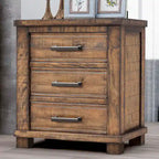 Ensemble de chambre à coucher 3 pièces comprenant un cadre de lit plateforme en bois avec tête de lit et un ensemble de 2 tables de chevet en bois massif avec trois tiroirs.