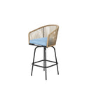 Ensemble de 4 tabourets de bar d'extérieur avec accoudoirs, chaises de bar en rotin résistant aux intempéries avec dossier pour jardin, terrasse, piscine, balcon