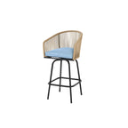 Ensemble de 4 tabourets de bar d'extérieur avec accoudoirs, chaises de bar en rotin résistant aux intempéries avec dossier pour jardin, terrasse, piscine, balcon