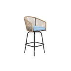 Ensemble de 4 tabourets de bar d'extérieur avec accoudoirs, chaises de bar en rotin résistant aux intempéries avec dossier pour jardin, terrasse, piscine, balcon