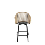 Ensemble de 4 tabourets de bar d'extérieur avec accoudoirs, chaises de bar en rotin résistant aux intempéries avec dossier pour jardin, terrasse, piscine, balcon