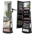 Armoire à bijoux pivotante Gymax avec miroir, organisateur de rangement pour bijoux